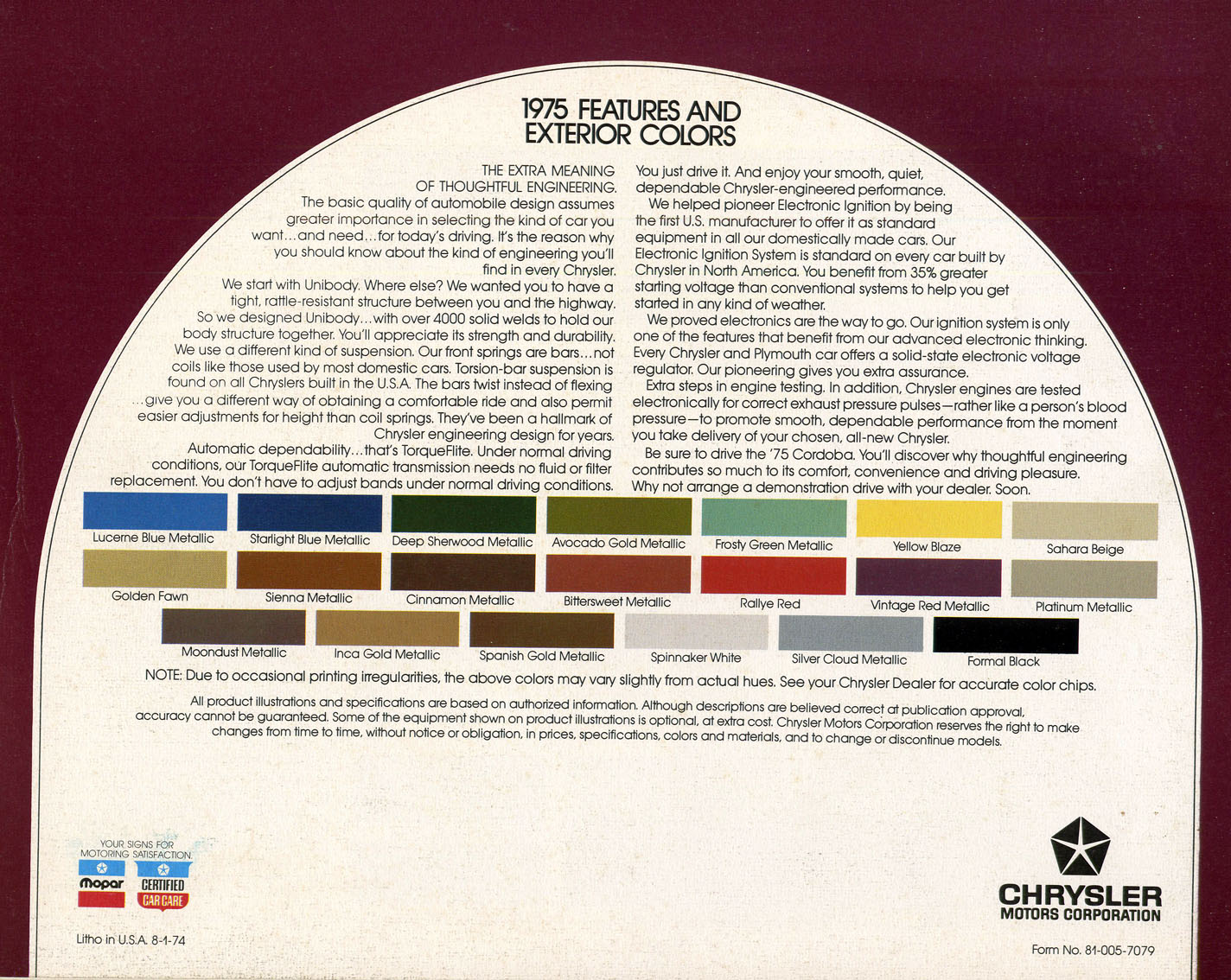 1975 Chrysler Cordoba Brochure Page 5